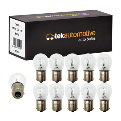 Tek Automotive 382 P21W Car Bulbs Brake Tail Indicator Reverse Fog Light 12V 21W BA15S - Box of 10