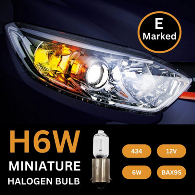 Tek Automotive 434 H6W Bulb Miniature Halogen Car Side Light, Parking Light, Tail Light, Indicator, Reverse Light 433C 12V 6W BAX9