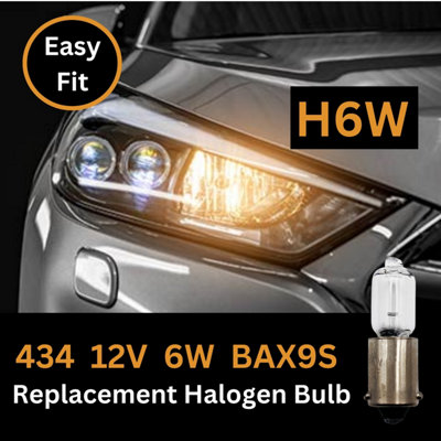 Tek Automotive 434 H6W Bulb Miniature Halogen Car Side Light, Parking Light, Tail Light, Indicator, Reverse Light 433C 12V 6W BAX9