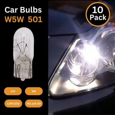 500x 501 W5W CAPLESS CAR AUTO SIDELIGHT NUMBER PLATE INTERIOR LIGHT BULB 12V 5W | UK