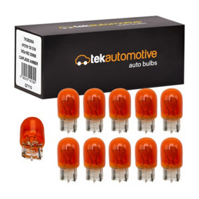 Tek Automotive 585 WY21W Indicator Bulbs 382WA 12V 21W W3x16D Capless Indicator Bulbs Orange Amber Car Light Bulb - Box of 10