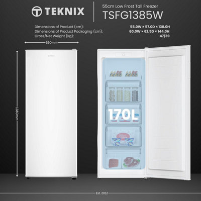 Teknix TSFG1385W - White 161L Freezer - Garage Safe - Smart Frost - E Rated
