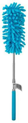 Telescopic duster microfibre cleaning brush blue washable extendable ...