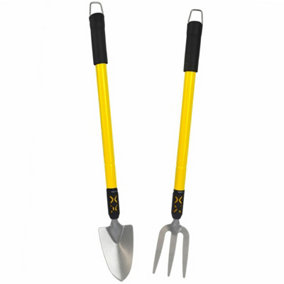 Telescopic Extendable Garden Fork Weeder and Spade  Shovel 25in to 37in 2pc Kit