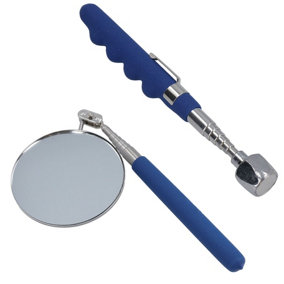 Telescopic Extendable Magnetic Pick Up Tool 16lb + Inspection Mirror 85mm Diameter