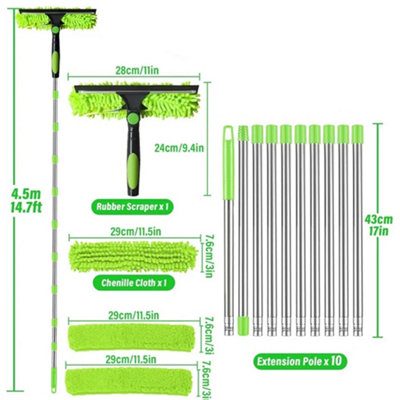 Telescopic Extendable Window Cleaner Equipment Glass Cleaning 4.5m ...