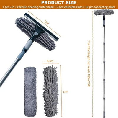 Telescopic Extendable Window Cleaner Equipment Glass Cleaning 4.5m ...