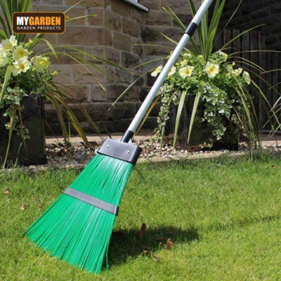 Outdoor Broom with Handle Stiff Yard Garden Hard Brush for Sweeping