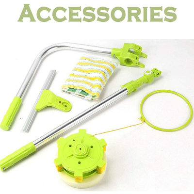 Telescopic High rise Window Cleaning 2 in 1 Squeegee Sponge Tool Set