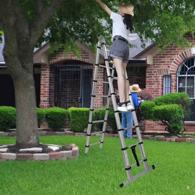 telescopic ladder, A frame and straight design, 2.5 m height, non slip ...