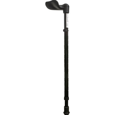 Telescopic Left Handed Ergonomic Walking Stick in Gloss Black for ...