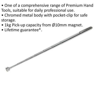 Telescopic Magnetic Pick Up Tool - 1kg Weight Limit - 650mm Extended Length