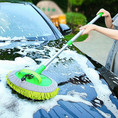 Telescopic Microfiber Vehicle Wash Mop with 180 Swivel Head & 2 Pads