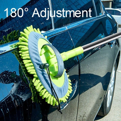 Telescopic Microfiber Vehicle Wash Mop with 180 Swivel Head & 2 Pads