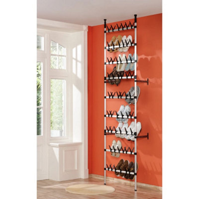 Telescopic Shoe Rack with Rods Aluminium