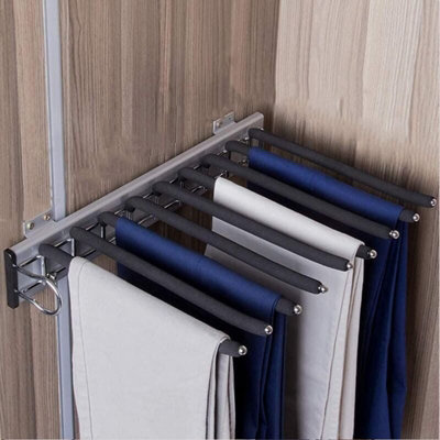 Telescopic Sliding Trouser Rack For Wardrobe, Space Saving Push Pull ...