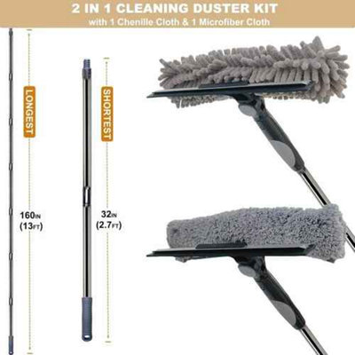 Telescopic window cleaner, extendable 4.5 m, squeegee glass cleaning ...