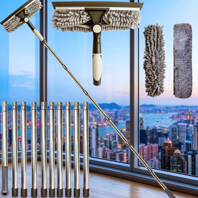Telescopic window cleaner, extendable 4.5 m, squeegee glass cleaning ...