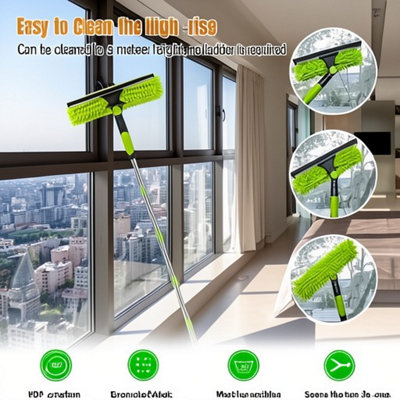 Telescopic window cleaner, extendable glass cleaning squeegee, 4.5m reach