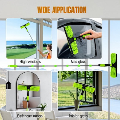 Telescopic window cleaner, extendable glass cleaning squeegee, 4.5m reach