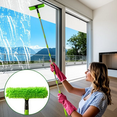 Telescopic window cleaner, extendable glass cleaning squeegee, 4.5m reach