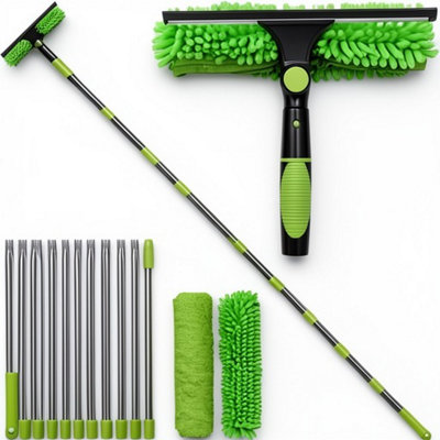 Telescopic window cleaner, extendable glass cleaning squeegee, 4.5m reach