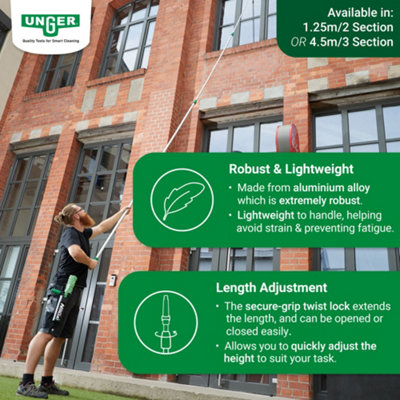 Telescopic Window Cleaning Pole 1.25m -2 Section Multi-Use OptiLoc Extension Pole by UNGER - 3
