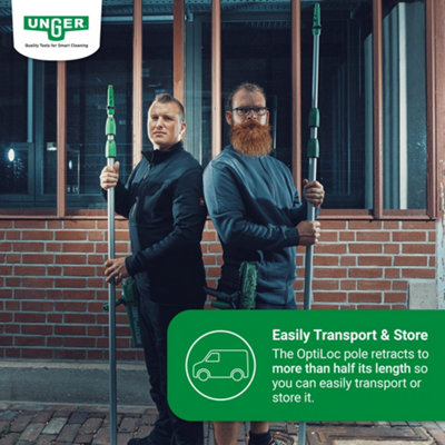 Telescopic Window Cleaning Pole 1.25m -2 Section Multi-Use OptiLoc Extension Pole by UNGER