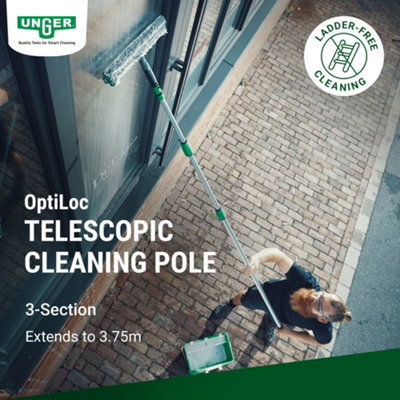 Telescopic Window Cleaning Pole 3.75m - 3 Section Multi-Use OptiLoc Extension Pole by UNGER