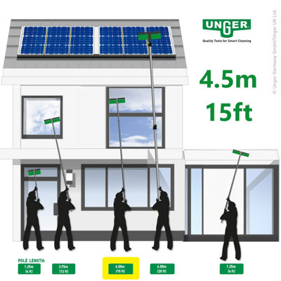 Telescopic Window Cleaning Pole 4.5m - 3 Section Multi-Use OptiLoc Extension Pole by UNGER