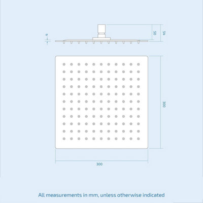 TEMEL BATHROOM CONCEALED THERMOSTATIC SHOWER MIXER VALVE SQUARE SLIM HEAD 300MM - 6