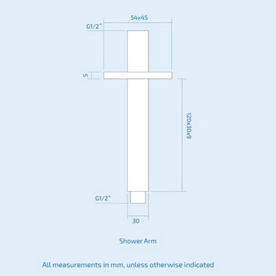 TEMEL BATHROOM CONCEALED THERMOSTATIC SHOWER MIXER VALVE SQUARE SLIM HEAD 300MM - 8