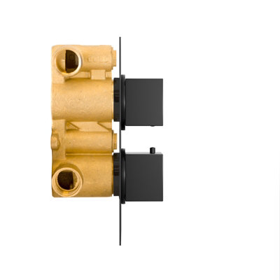 Temel Matt Black Rainfall Shower Head with Hand Held and Thermostatic Valve Set - 5