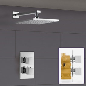 Temel Square 1 Outlet Concealed Thermostatic Shower Mixer Set - Shower Head