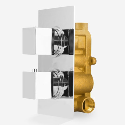 Temel Square 1 Outlet Concealed Thermostatic Shower Mixer Set - Shower Head
