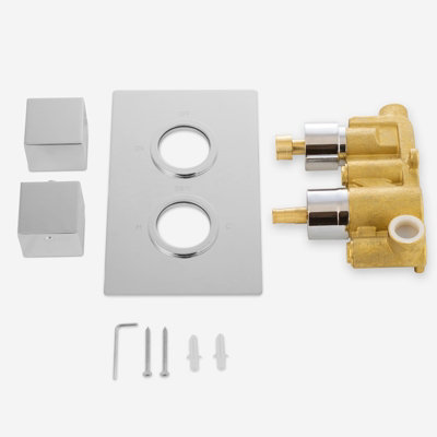 Temel Square 1 Outlet Concealed Thermostatic Shower Mixer Set - Shower Head - 3