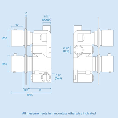 Temel Square 1 Outlet Concealed Thermostatic Shower Mixer Set - Shower Head - 4