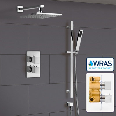 TEMEL SQUARE CONCEALED 2 OUTLET THERMOSTATIC MIXER SHOWER TAP