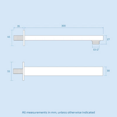TEMEL THERMOSTATIC CONCEALED SHOWER MIXER BATHROOM SQUARE SLIM CHROME HEAD SET - 8