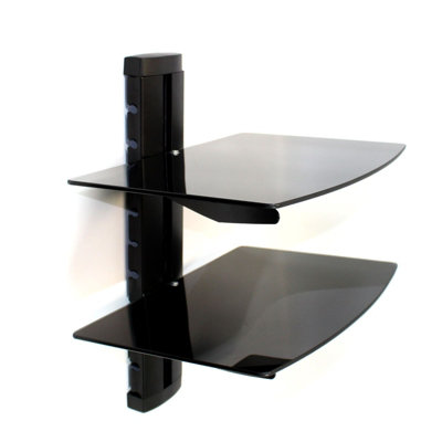 Tempered Black Glass Floating Shelf 2 Tier - M&W