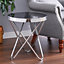 Tempered Glass Coffee Table Round Tea Table with Metal Legs Dia 45CM