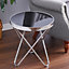 Tempered Glass Coffee Table Round Tea Table with Metal Legs Dia 45CM
