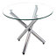 Tempered Glass Crossover Round Dining Table with Metal Leg 880mm Dia