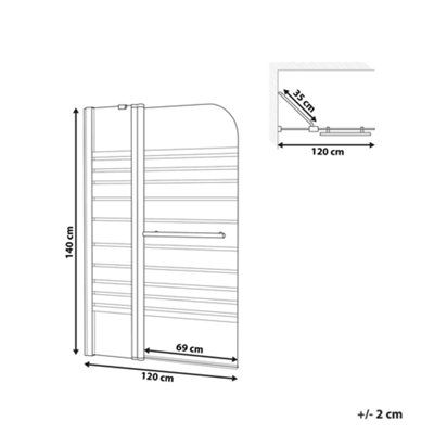 Tempered Glass Shower Bath Screen 140 x 120 cm TUAPI - 3