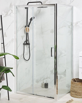 Tempered Glass Shower Enclosure 80 x 100 x 185 cm Silver YORO