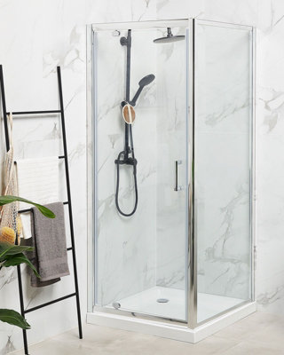 Tempered Glass Shower Enclosure 90 x 90 x 185 cm Silver DARLI
