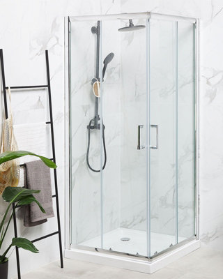 Tempered Glass Shower Enclosure 90 x 90 x 185 cm Silver TELA