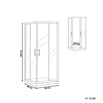 Tempered Glass Shower Enclosure 90 x 90 x 185 cm Silver TELA - 3