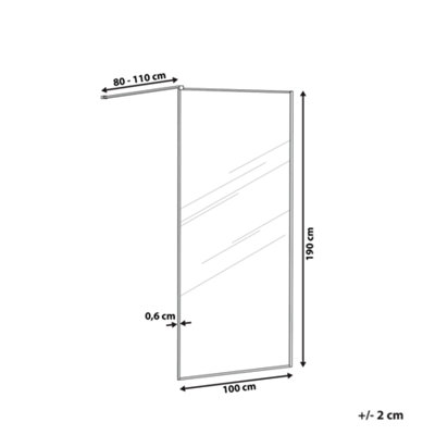 Tempered Glass Shower Screen 100 x 190 cm Black WASPAM - 3
