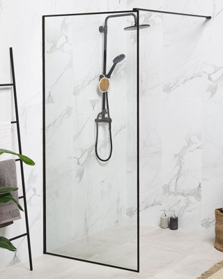 Tempered Glass Shower Screen 80 x 190 cm Black WASPAM